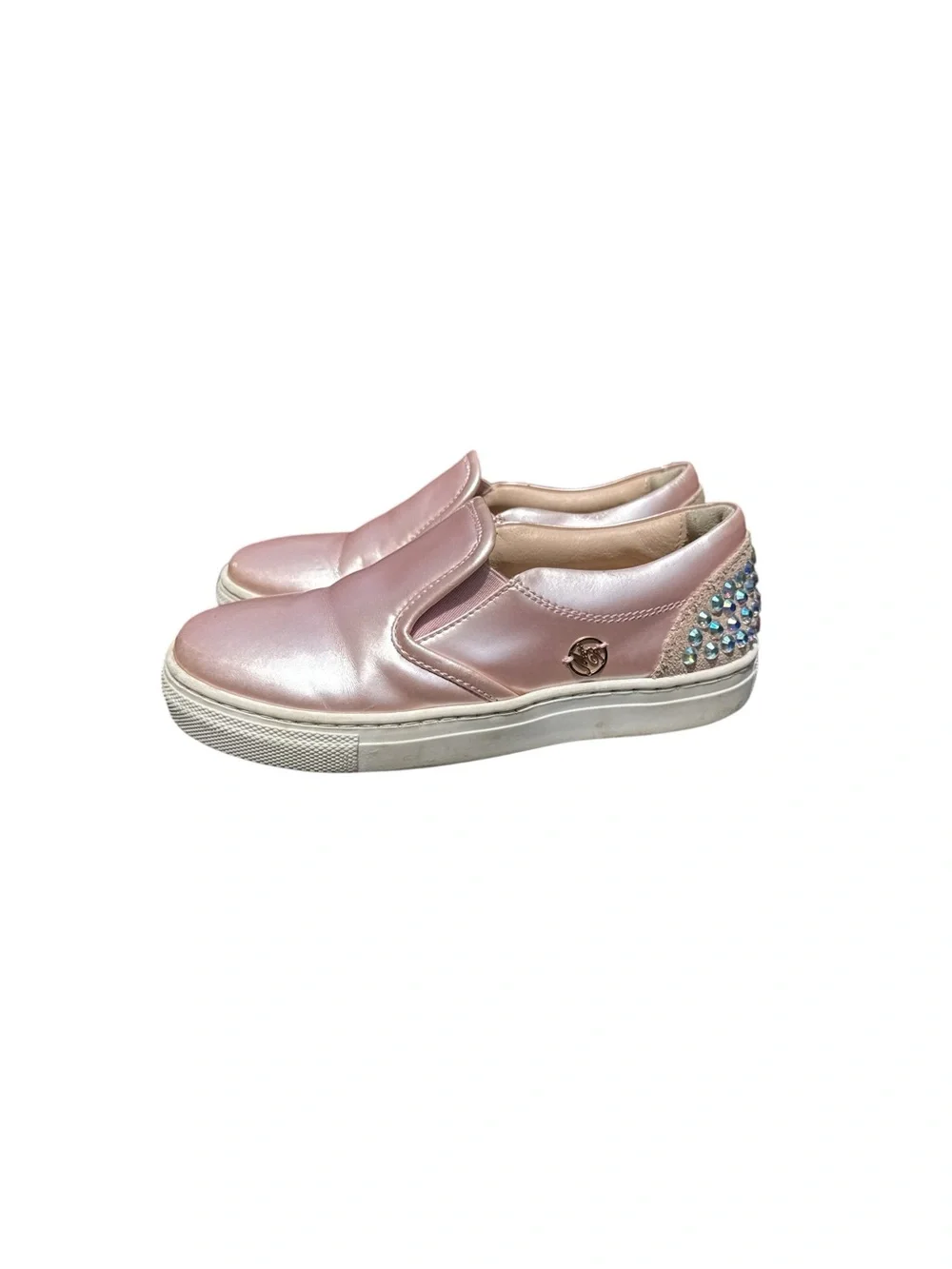 Blumarine Girls Metallic Pink Rhinestone Slip On Sneakers Size EU 29 l
